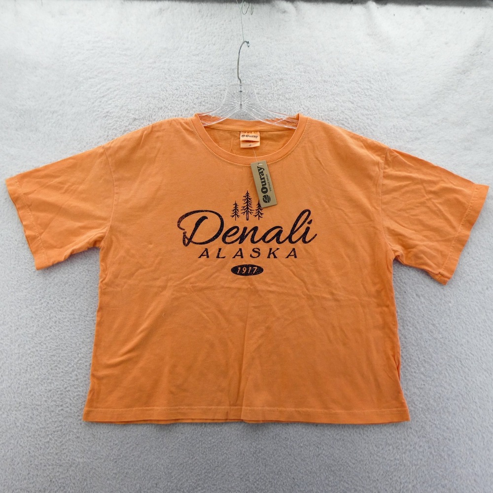 Ouray‎ Shirt Womens Medium Denali Alaska Orange Graphic Ringspun Cotton New